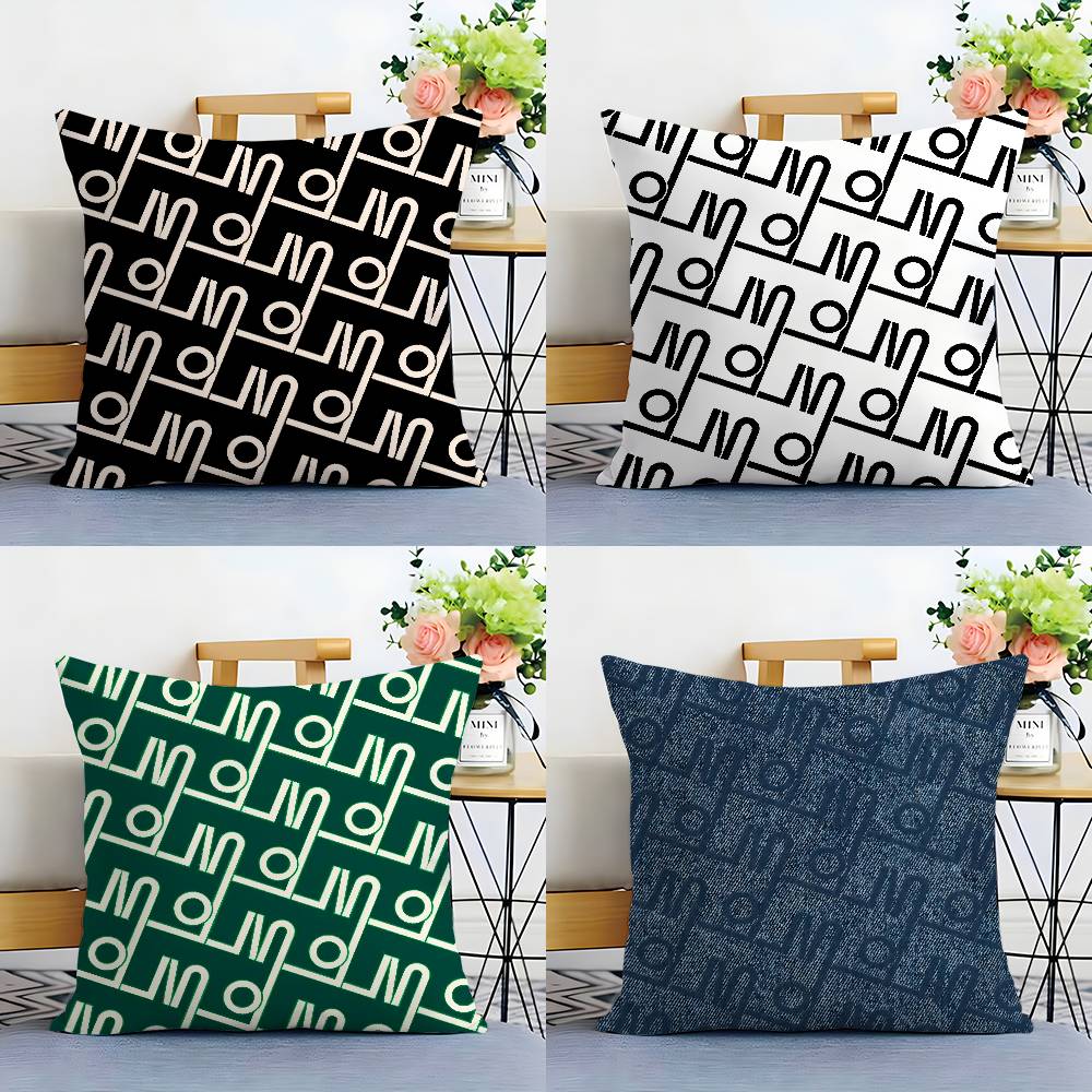 Classic Letter Print Pillow Case Home Double-sided Printing Short Plush Colorfast Microfiber Cushion Cover