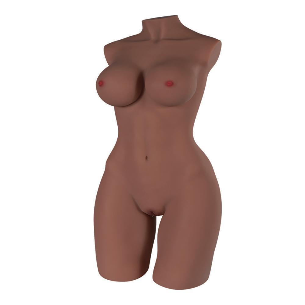 24,5 kg Halbkörper ohne Arme braun große Brüste Silikon Real Touch Sexpuppe realistische Brüste Erwachsenenspielzeug Masturbator.