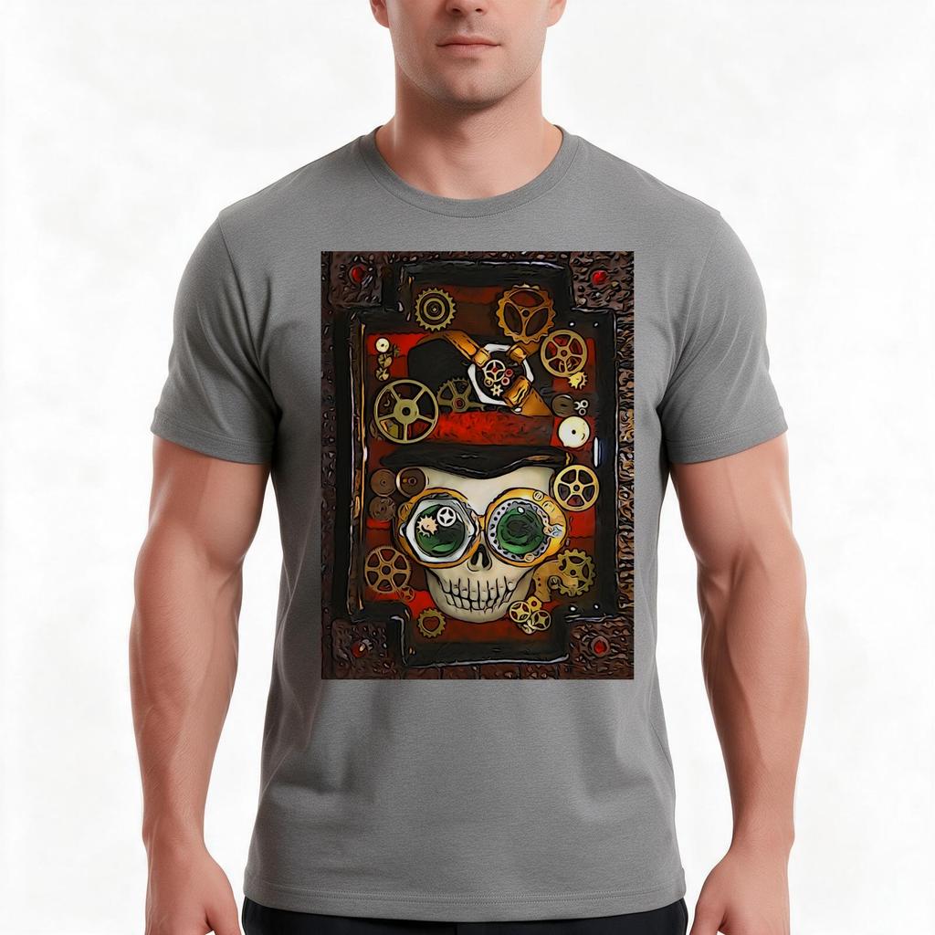 Steampunk Goggle Skull Tshirt Summer Casual Cotton Tee Oversized Streetwear Tops Vintage Graphic Print Unisex Unisex Unisex