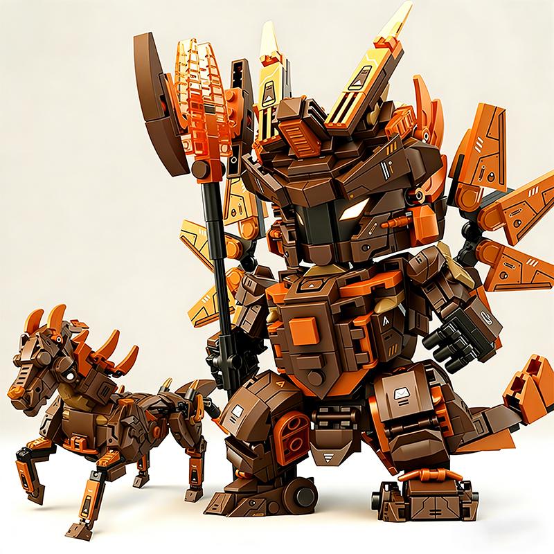 Меха Строительные Блоки Трансформируемый Робот Строительные Блоки 2-в-1 Боевой Конь Животное Строительные Блоки DIY Детская Игрушка Праздничный Подарок