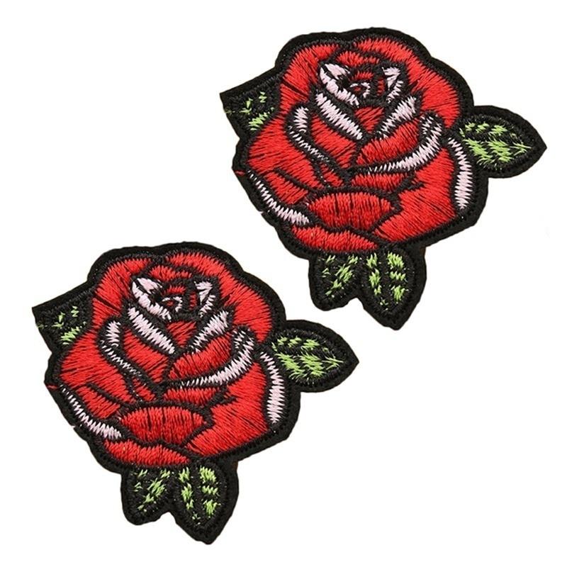 2Pcs/Set Creativity DIY Cartoon Embroidery Roses Flower Buiter Distinctive Patch Accessory