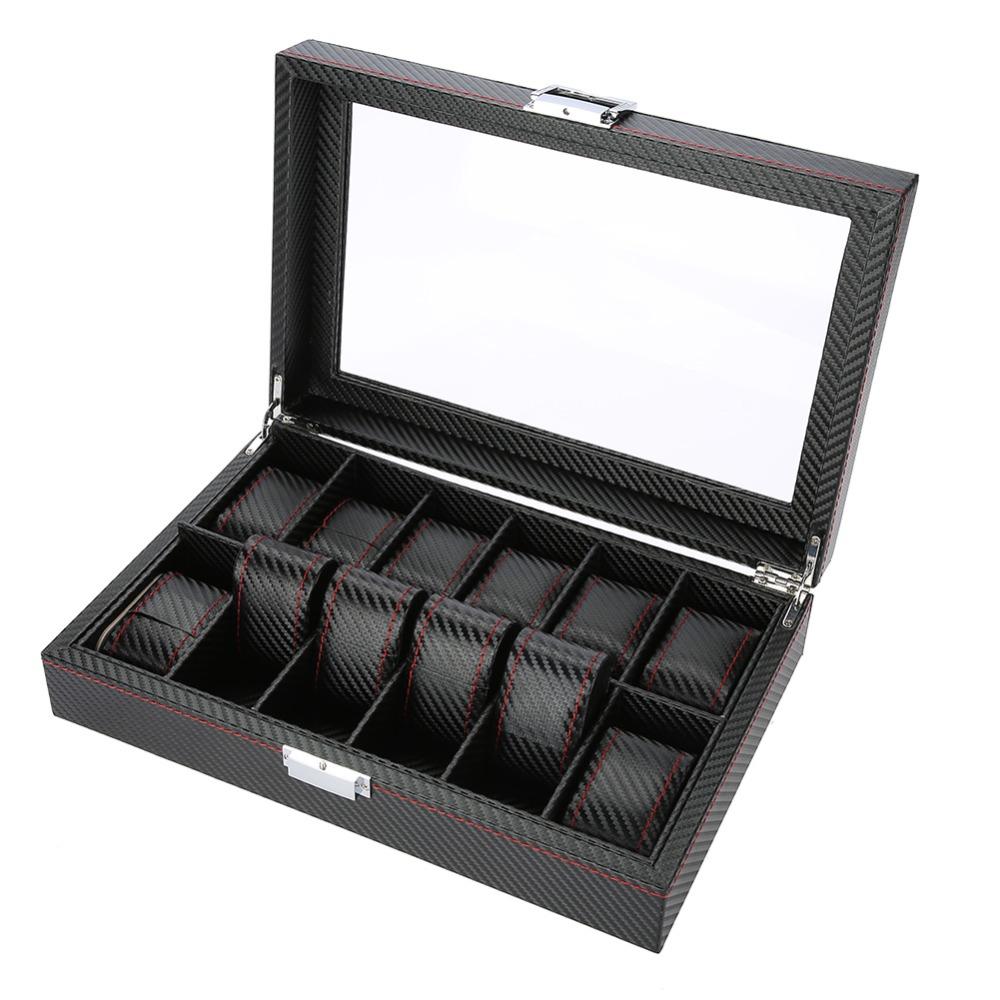 Woven Pattern Watch Storage Case Carbon Fiber Texture Watch Display Box  Watch Collection
