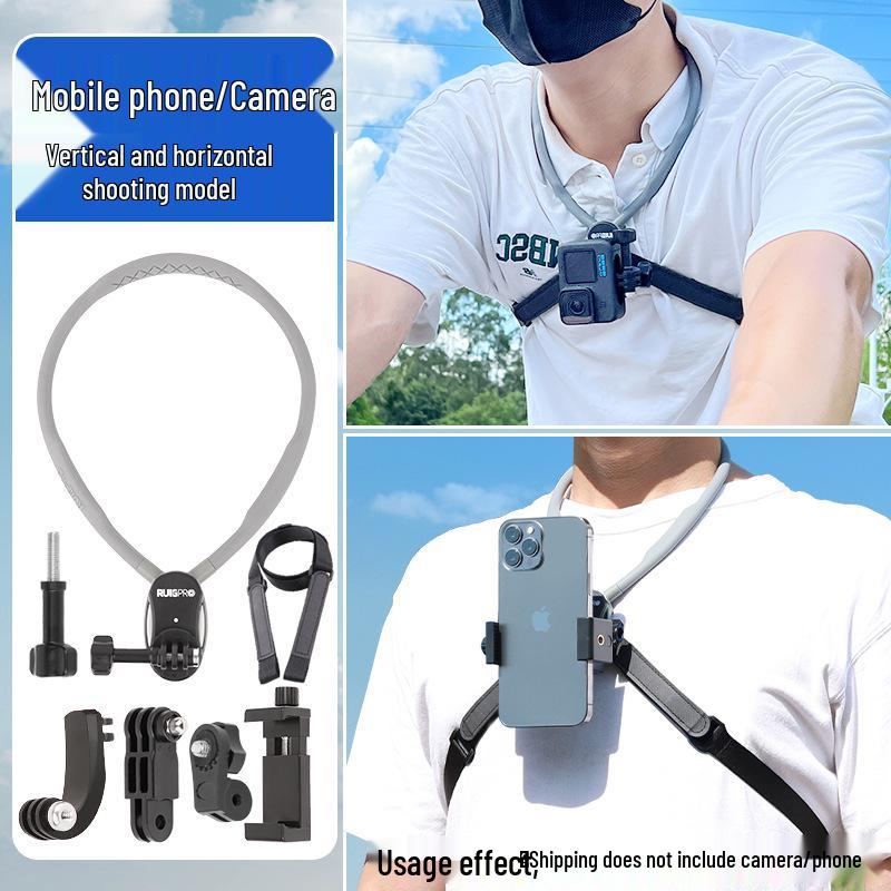 Neck-Mounted Sports Camera and Phone Holder for Cycling