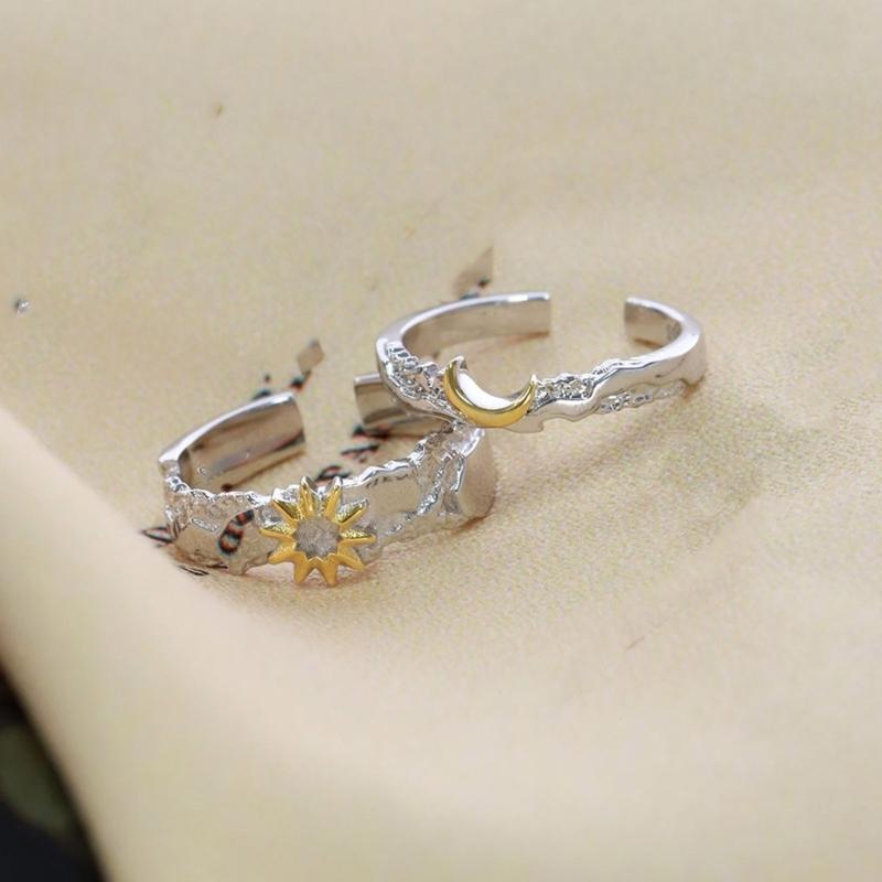 Delicate Love Sun Moon Matching Rings Stainless Steel Sun Moon Rings for Couples Simple Elegant Love Rings Jewelry