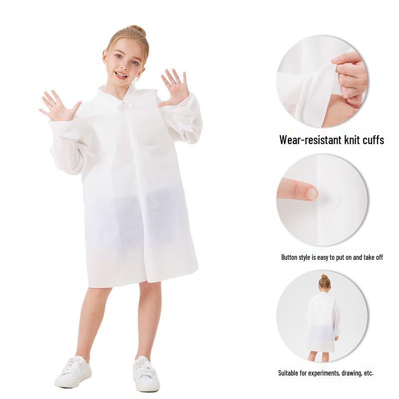 Children's Disposable Science Experiment Coat - Non-woven Protective Coverall for Painting and School Activities