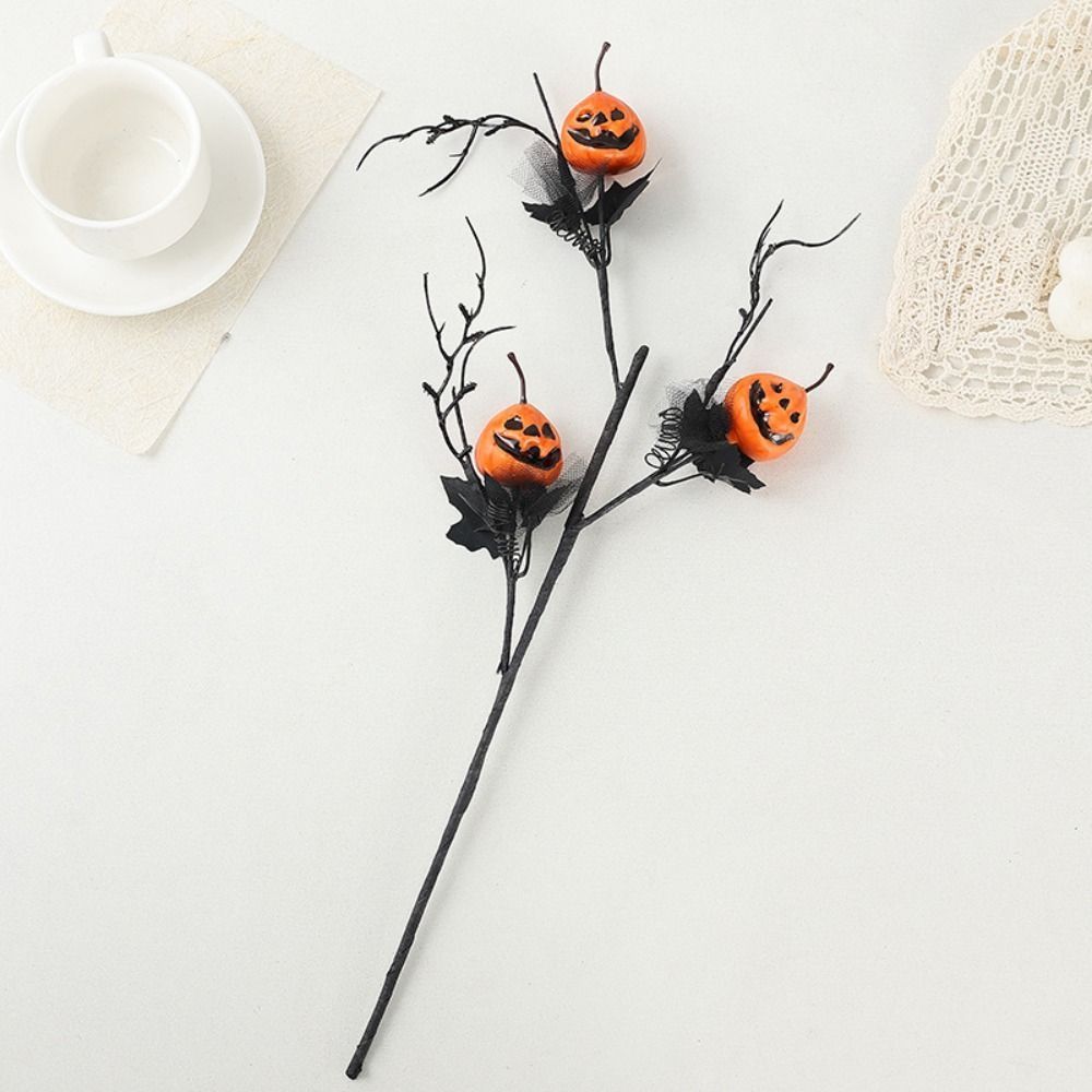 Realistic Halloween Pumpkin Branch Spooky Black Pumpkin Stems  Thanksgiving Decor