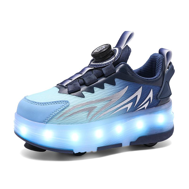 TUINANLE Barns Fritidssneakers Mellan Till Student Utomhus Led Fyrhjuliga Rullskridskor Självlysande Sneakers Skateboard USB-laddning