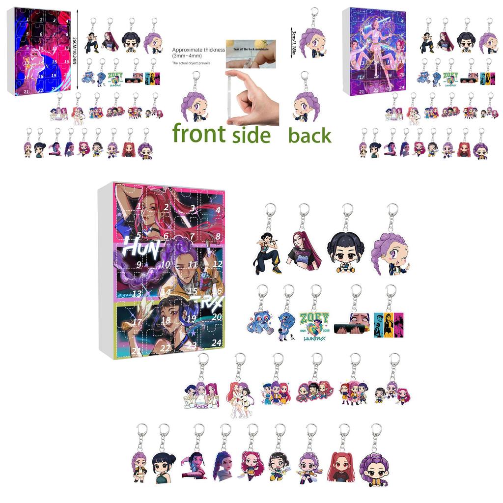 Kpop Demon Hunters Christmas Advent Calendar Keychain Acrylic Collectible For Holiday Gifting
