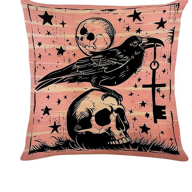 Short Plush Material Pillowcasehalloween Pillowcases: Spooky Cat, Bat, Raven & Witchy Pot Designs For Haunted Decor Sofa Cushion