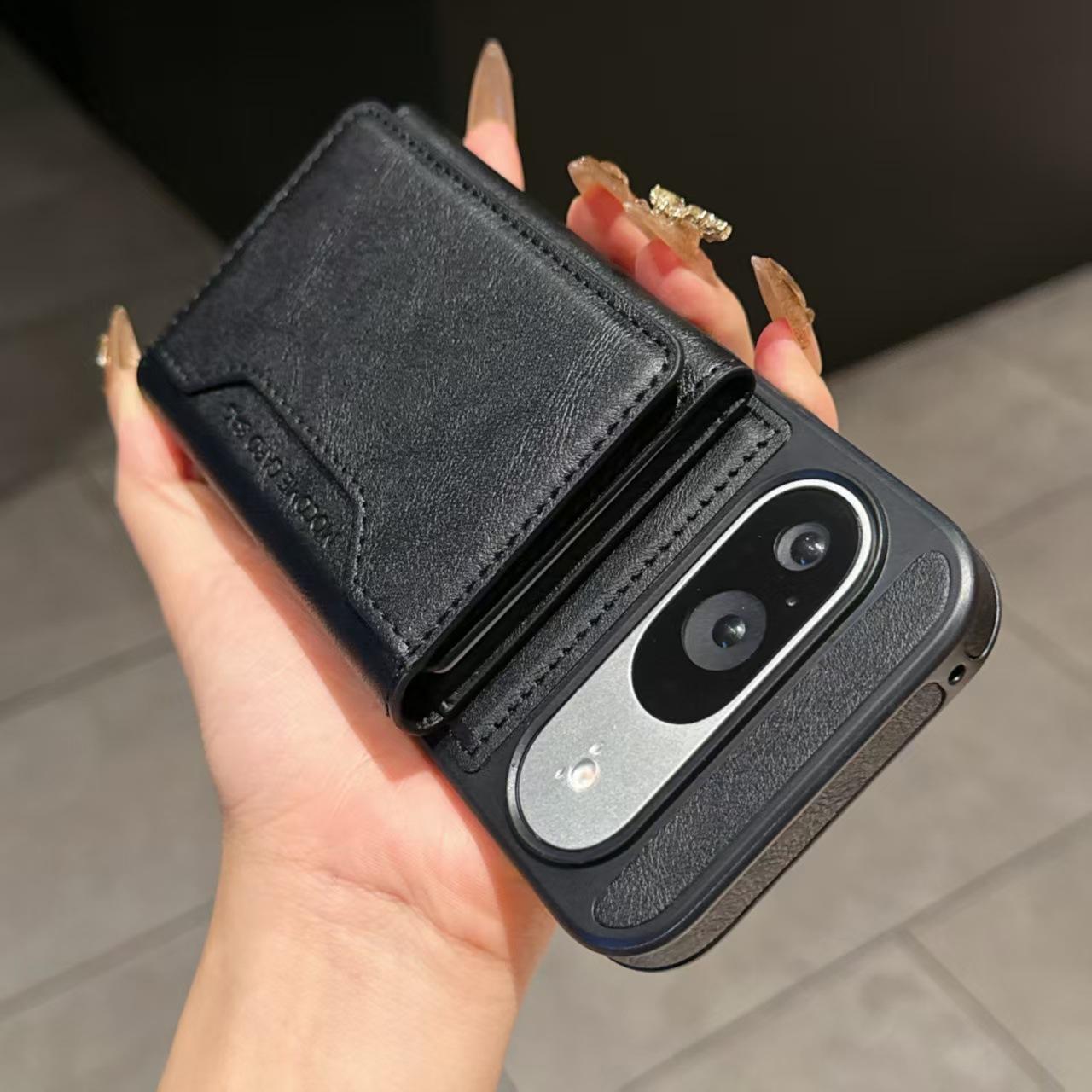 

Pu Leather Phone Case for Google Pixel 10 Pro Xl 9a 9 8 Pro Detachable Card Slot Wallet Strong Magnetic Suction Charging Cover Google Pixel 10 Pro XL чёрный