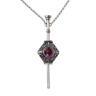 Retro Witch Necklace Dragon Breath Stone Pendant Chain with Blood Pack Charm