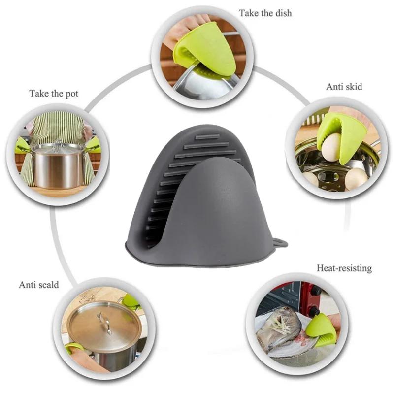 2stk ovnsvotter Silikon Varmebestandige klype votter Anti skålding Sklisikker hansker Klips Gryteholder Matlaging Bakeovn votter