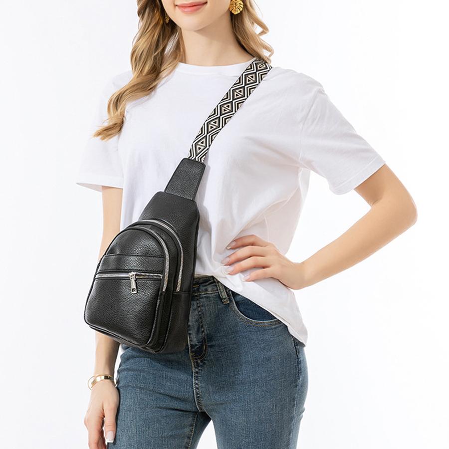 Multifunctional Travel Chest Bag Women's Fashion Zipper Handbags Trend Pu Leather Shoulder Bag Casual Soild Color Messenger Bags