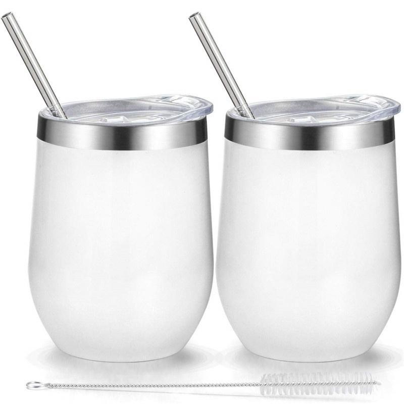 1 sada sklenic na víno bez stopky Nerezová izolovaná sklenice na šálky s víčkem na víno, kávu, nápoje, koktejly