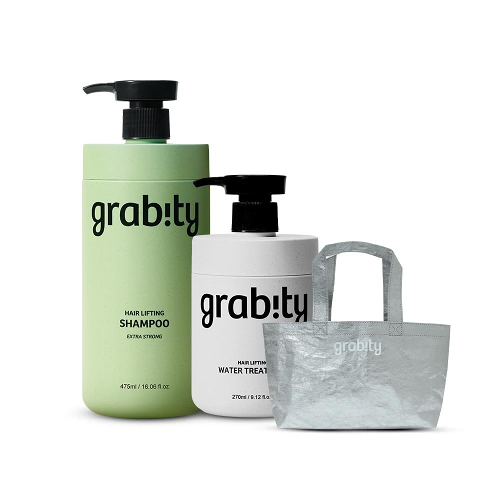 Grabity Hair Lifting Shampoo Extra Strong 475ml+water Treatment 270ml + Mini Market Bag Extra+treatment+mini market bag