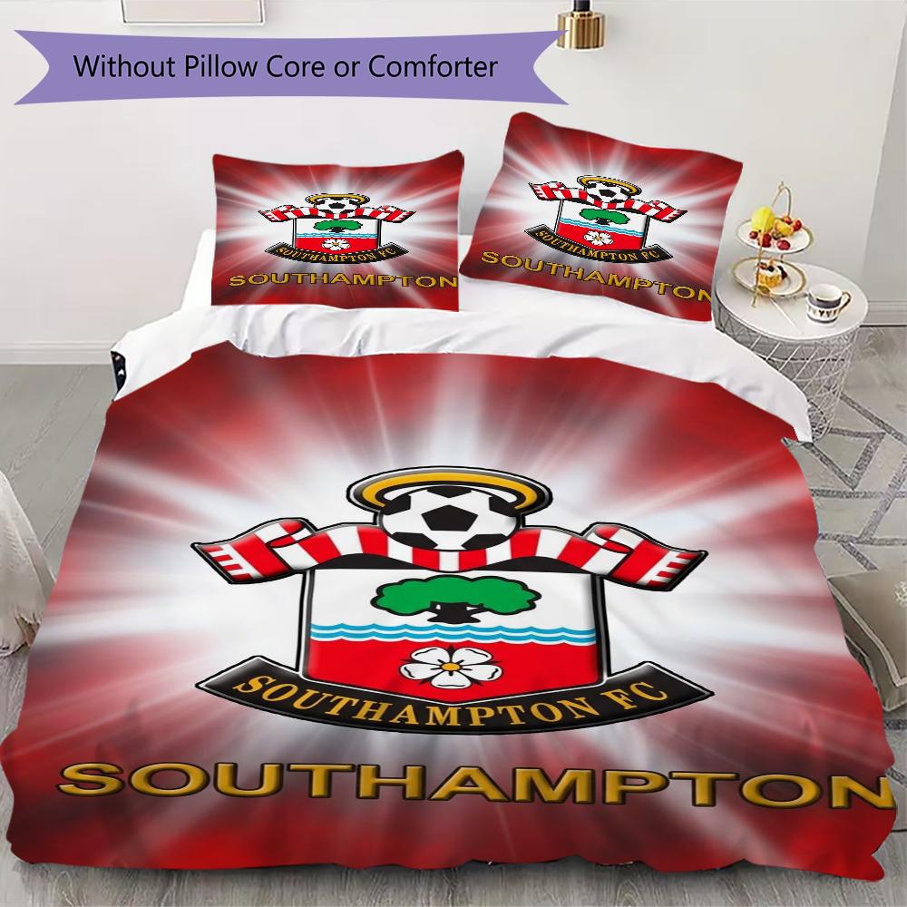 Southampton FC Pattern Bedding uilt Set uilt Cover Pillowcase Home Decoration Birthday Gift (1 * duvet cover + 2 * pillowcase without core)