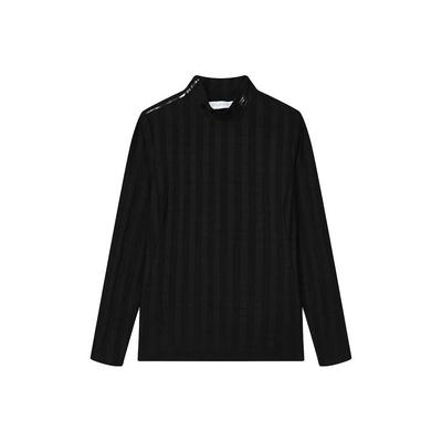 Solid Color Casual Long Sleeve Knit Top Women Tops Black A11W215215F-BK