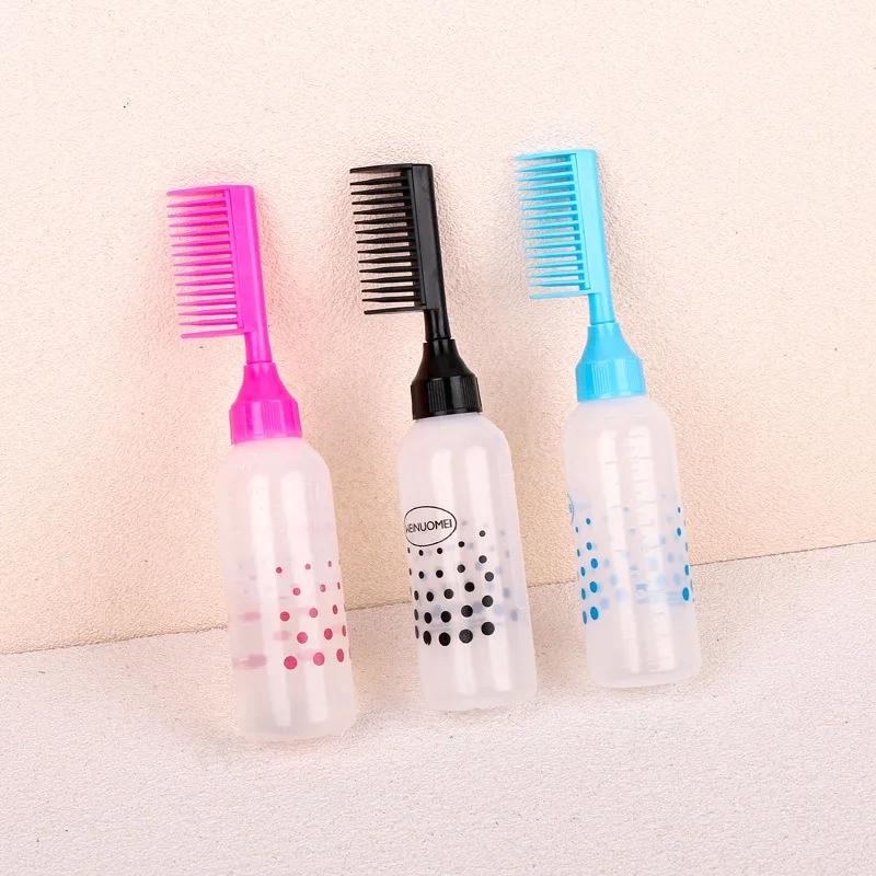 1pcs Hair Comb Hair Oil Dispenser Bottle Root Comb Applicator Hair Dye Refillable with massager Brush Hairdressing Coloring Tool