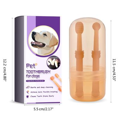 Soft Bristle Pet Toothbrush Tongue Scraper Dog Dental Cleaning Kits Toothbrushes