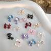 5Pcs Ribbon Resin Bow Parts Nail Charms Bow Rhinestone Jewelry Accessory For Diy Manicure Decora
