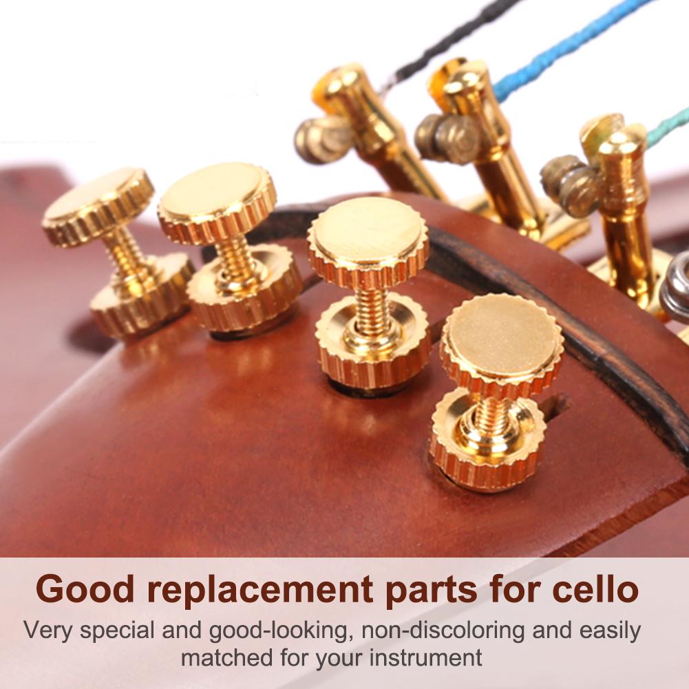 4Pcs Durable Metal Fine Tuners String Adjusters Replacement Parts for 3 4 4 4 Cello(Gold)
