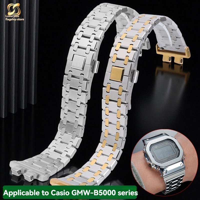 For G-SHOCK Casio Small Silver Block 3459 GMW-B5000 GM-B2100 Series Modified Stainless Steel Men's High Quality Watch Strap