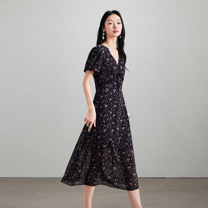 SOFSIL 2026 Summer French Floral V-Neck Short-Sleeve Dress