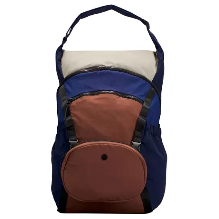 Lululemon 21L Pack Adjustable Shoulder Strap Nylon Backpack Unisex Backpack Red-Brown Blue Off-White LW9CY6S-055544 Russet & Blue & Beige