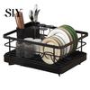 Carbon Steel Dish Storage Rack Drying Large Capacity Non-Slip Design Stable Auto-Drain Easy to Install Space-Saving Kitchen Counter with Cutlery