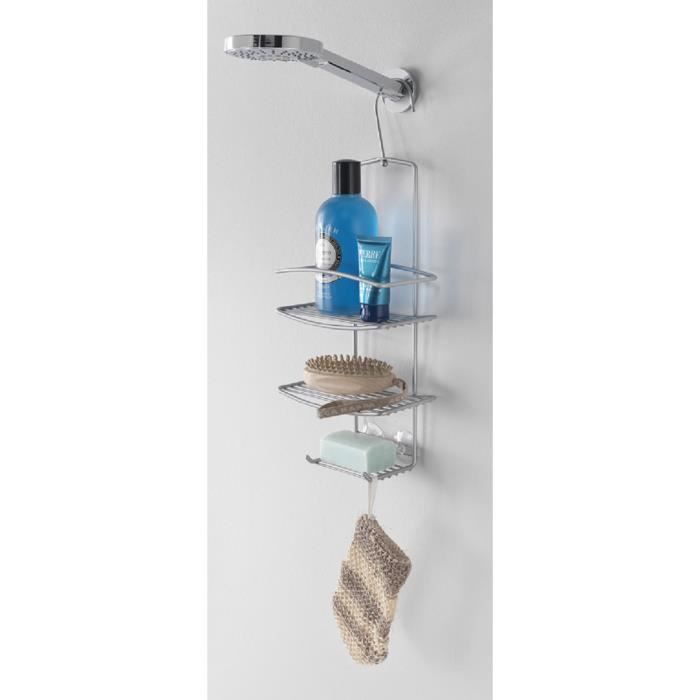 Support de douche - metaltex - onda - acier inoxydable - argent - 18 x 11 x 48 cm
