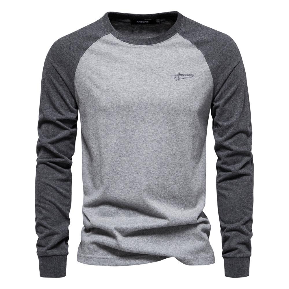 T-shirt Casual da Uomo con Spalle Cadenti, T-shirt da Uomo a Maniche Lunghe, Base Layer da Uomo Patchwork