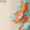 ZANZEA Women Summer Round Neck Casual 3/4 Sleeve Loose Print Blouse
