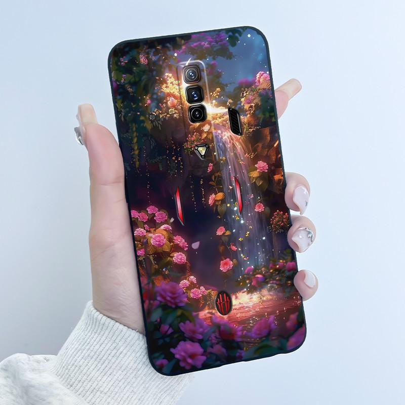 Per Custodia Red Magic 7 NX679J Per Nubia Red Magic 7S Cover Posteriore Carino Coniglio Amore Nero Morbido TPU Custodia per Telefono Per RedMagic 7 7S Guscio