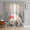 Christmas Snowflake Bear Curtains For Living Room Bedroom Home Decoration Window Voile Tulle Curtain Drapes
