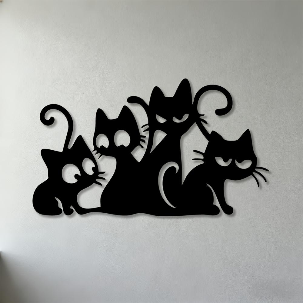 

1pc 2D Flat Black Cat Playful Silhouette Wall Art for Living Room Bedroom Office Decoration 30cm-11.81inch чёрный