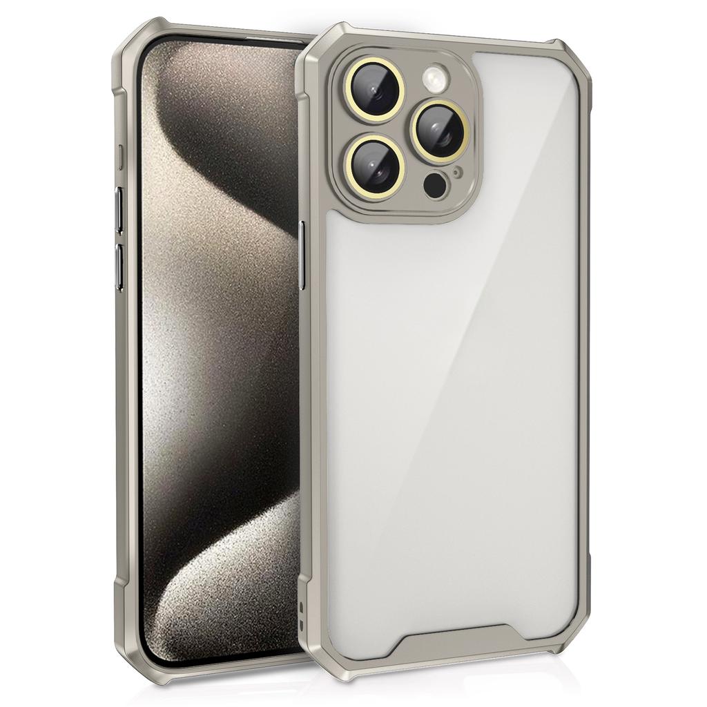 Para Capa iPhone 13 Pro Acrílico+TPU Cantos Reforçados Capa Protetora com Película de Lente