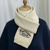 Korean Solid Embroidered Cashmere Scarf Women Students Warm Couples Knit Neck Warmer