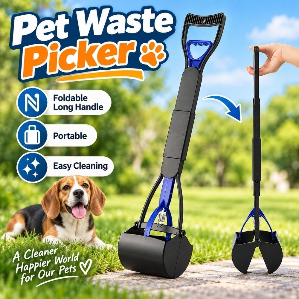 Ramasse-déchets d'animaux facile à nettoyer, pliable, à long manche, pelle à crottes, nettoyage extérieur pour animaux de compagnie