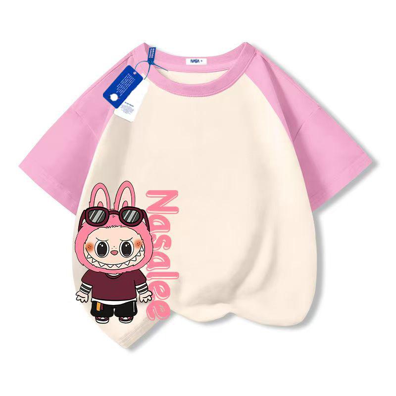 Hot LABUBU Cartoon Anime Print Girl Boy T-Shirt Kids T-Shirt Summer Short Sleeve Tee Child Tops