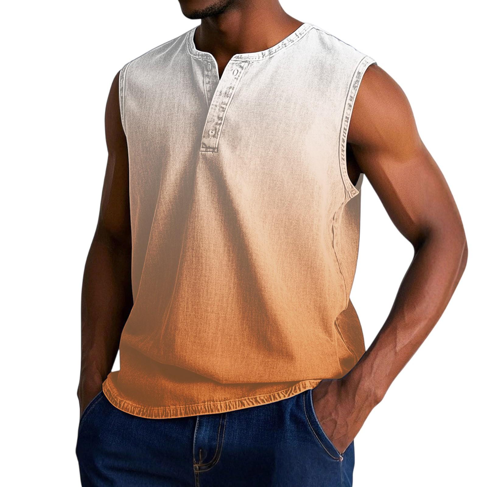 

Мужская состаренная рубашка без рукавов с градиентным принтом L