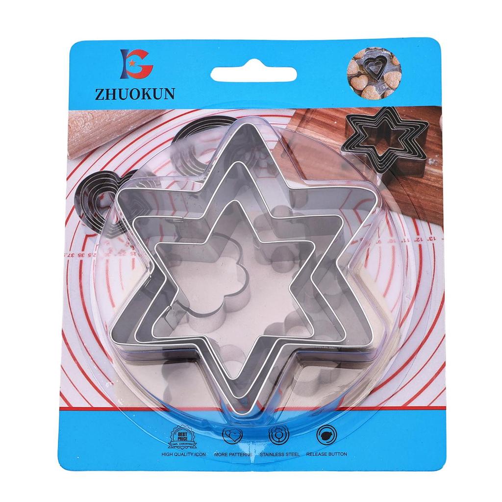 Stainless Steel Cookie & Fruit Cutter Set - Pentagram, Four-Pointed Star, Heart, Square, Rectangle Shapes