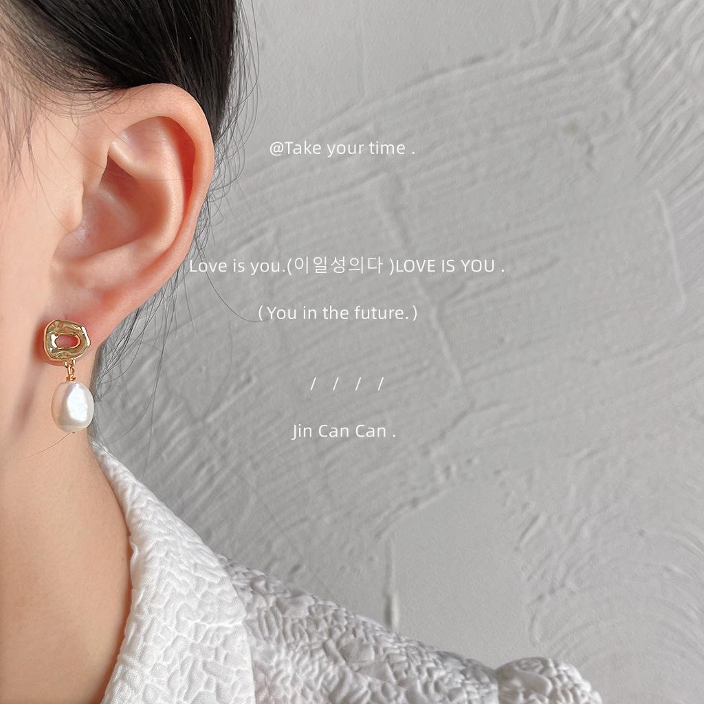 Promotion  For Women 100% Baroque Freshwater Pearl 14K Gold Filled Female Tassels Stud Earrings Christmas Gifts