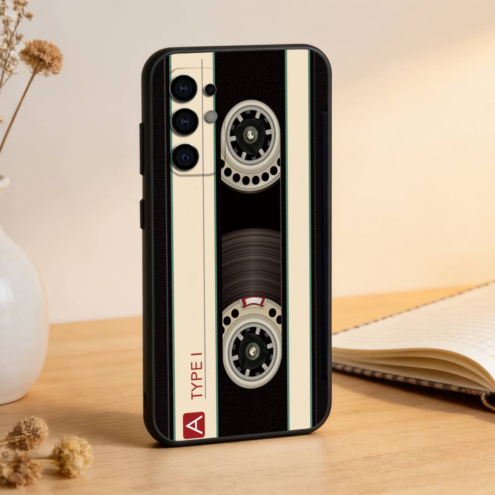 Cassette Tape Retro Style Phone Case Black Silicone Soft For Samsung S25,S24,S21,S22,S23,S30,Ultra,S20,Plus,Fe,Lite
