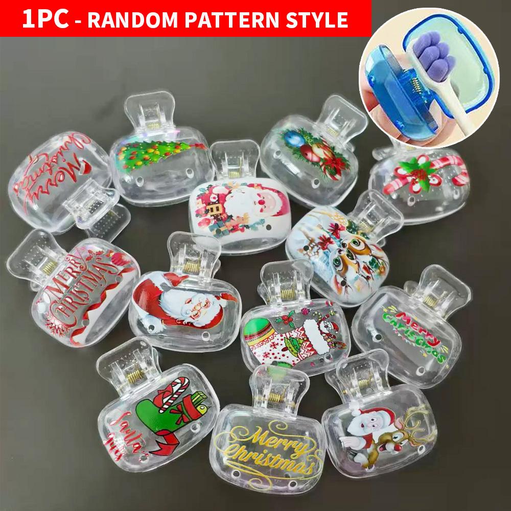 

6PCS/3PCS/1PC Mini Christmas Element Toothbrush Protective Cap - Reusable Travel Toothbrush Storage Clip Convenient Plastic Toot