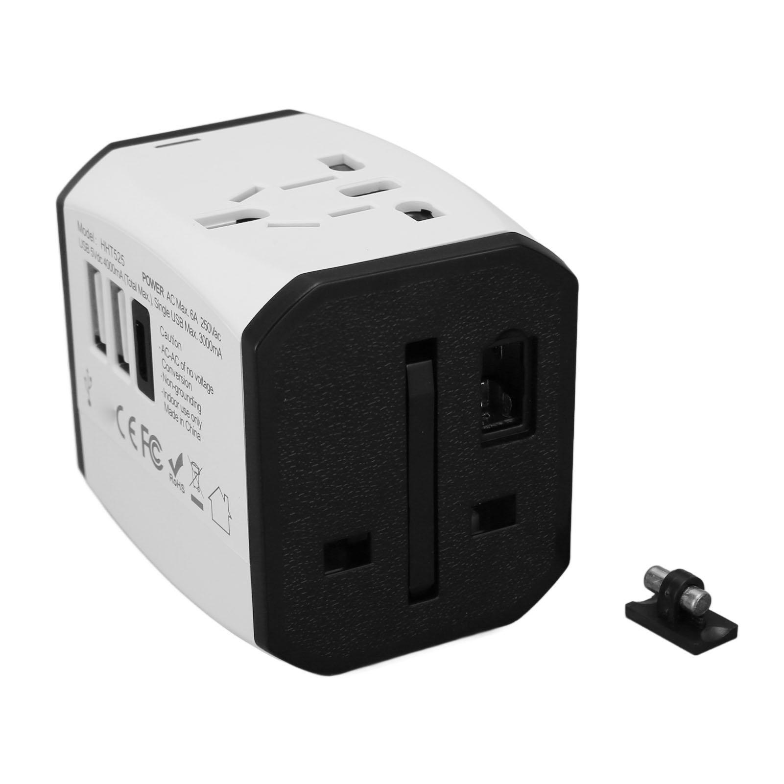 

Универсальный дорожный адаптер питания 6A 2xUSB3.0A USB C All in One Worldwide Adapter Wall Charger для белый