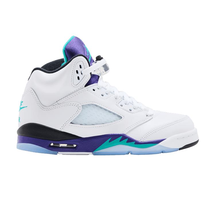 

Air Jordan 5 Retro GS Grape 2025 Детские кроссовки Белый Ново-Изумрудный Виноградный Лед HQ7980-100 37.5