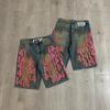 Trendige Marke Va & le digitaler Buchstabenaufkleber bestickte Jeans-Shorts mit Tintenspritzern Herren und Damen High Street alte Fünf-Punkt-Hosen