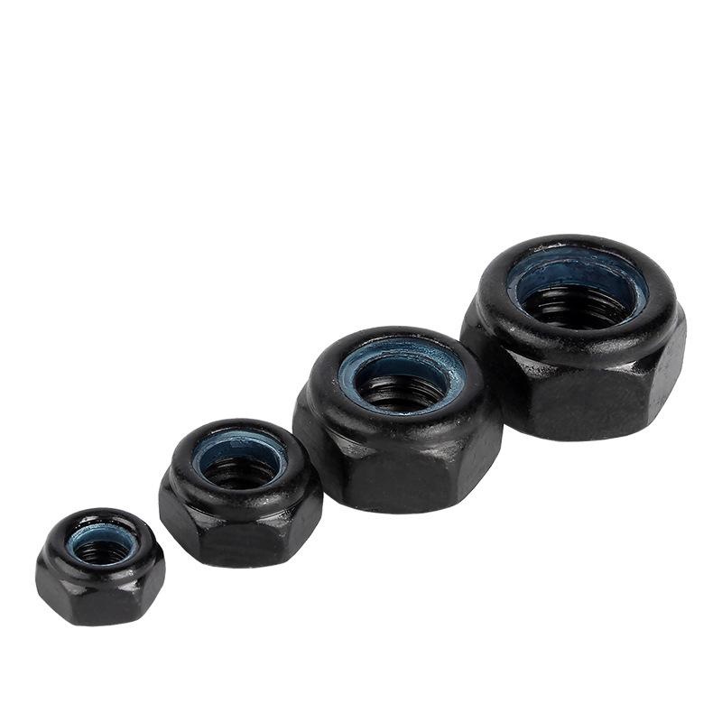 Anti-Loosening Self-Locking Nut 304 Stainless Steel Black Nylon Slip-Resistant Hex Screw Cap
