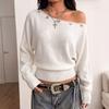Women's Casual Loose Knit Pullover Sweater with Neck and Sleeves for Everyday Wear
