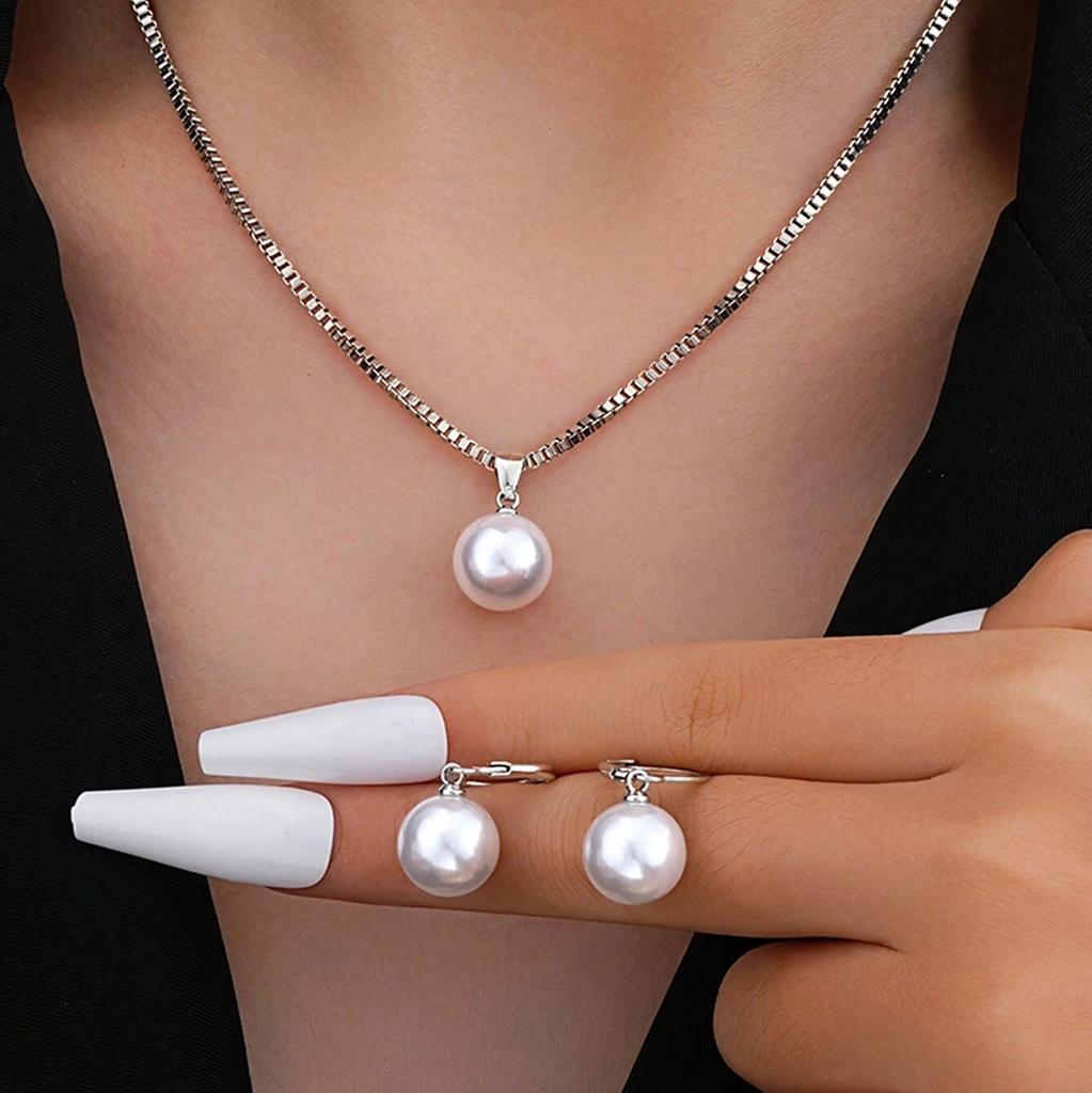 3-teiliges Schmuckset mit stilvollen Halsketten und Ohrringen im Punk-Design für Damen, Minderheiten-Stil, lange Halskette, geometrische Ohrringe